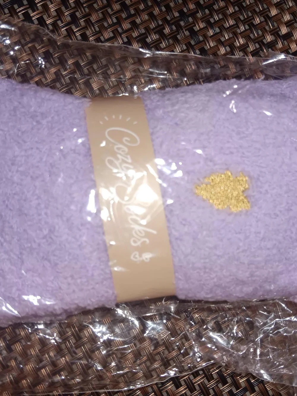 & Other Stories Lavender Cozy Socks with Gold Embroidered Accent
